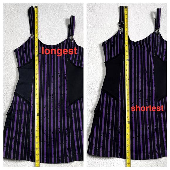 Lip Service Ghoul School Fright Night Out Striped Purple Black Mini Dress Goth - Picture 12 of 16